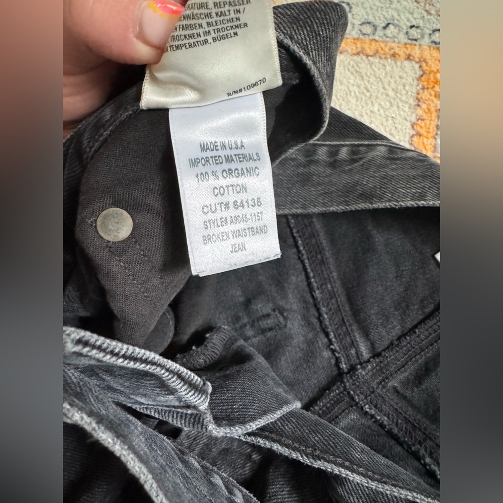 NWOT Agolde Broken Waistband Black Organic Cotton Denim Jeans Women's Size 33 - Picture 6 of 8